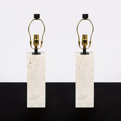 Solid Rectangle White Marble Base Table Lamp (Set Of 2)