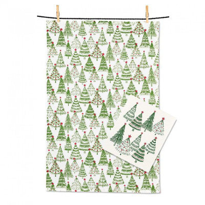Ensemble de torchons et essuie-tout Decorated Trees