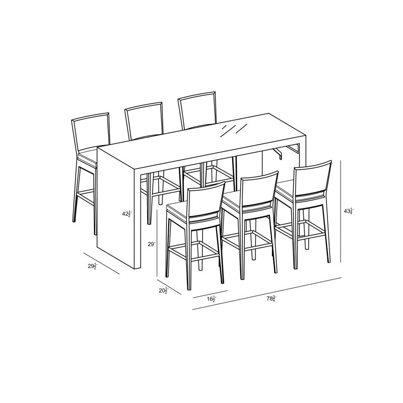 District 7 Piece Sunbrella Bar Height Dining Set With Cushion, White