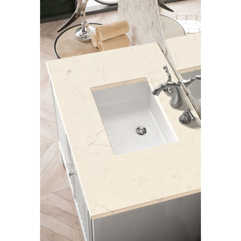 Athens 36'' W Single Vanity, Glossy White, Ethereal Noctis, 8" Widespread