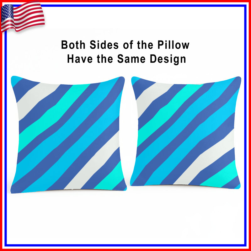 Coussins décoratifs bleus à rayures diagonales, 26 x 26 pouces
