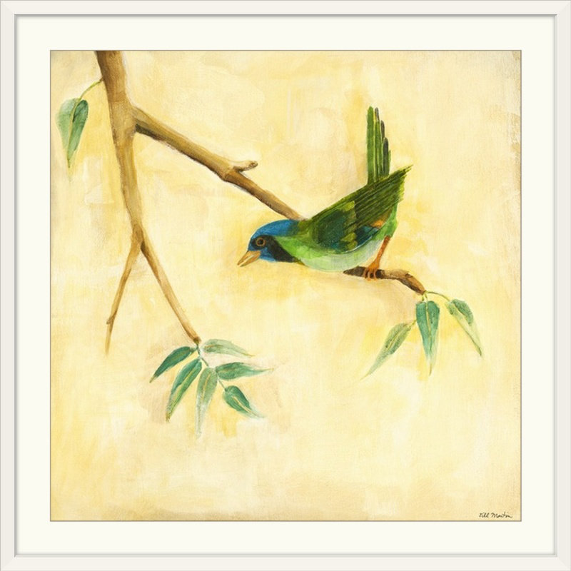 « oiseau song » par jill martin, reproduction d’art, H 24 po x l 24 po x P 1 po, Cadre blanc