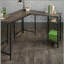 Bureau en L avec style rustique, finition brune