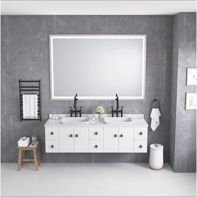 Miroir de salle de bain à DEL avec éclairage avant et arrière, grands miroirs muraux à intensité variable avec mémoire, 3 couleurs, miroir de meuble-lavabo à DEL