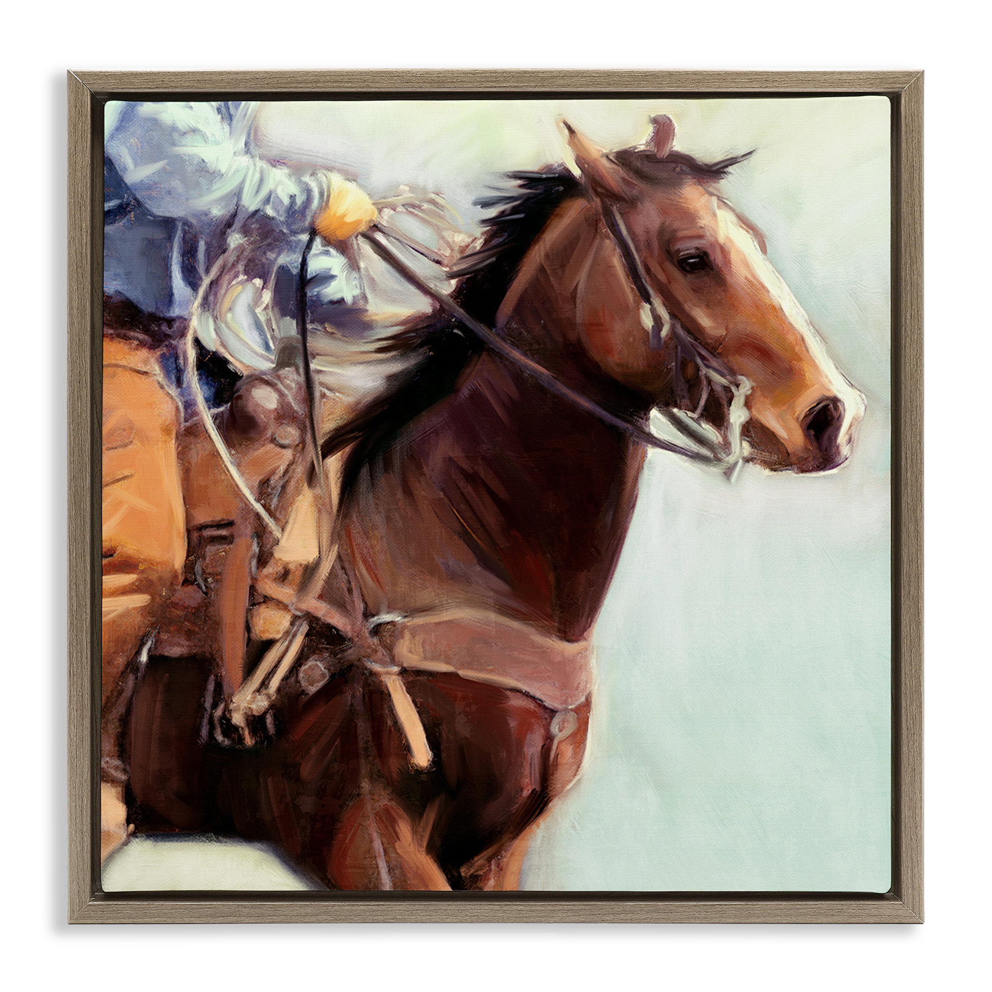 Alcott Hill Galloping Western Cowboy Framed Floater Canvas Wall Art by
