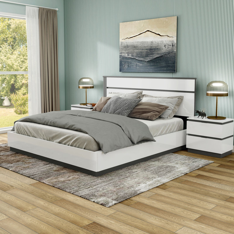 Ensemble de chambre à coucher 3 pièces avec tables de chevet Arakawa, Grand