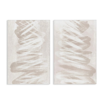 Minimal Beige Waves 2pc Canvas Set, design by Martina Pavlova