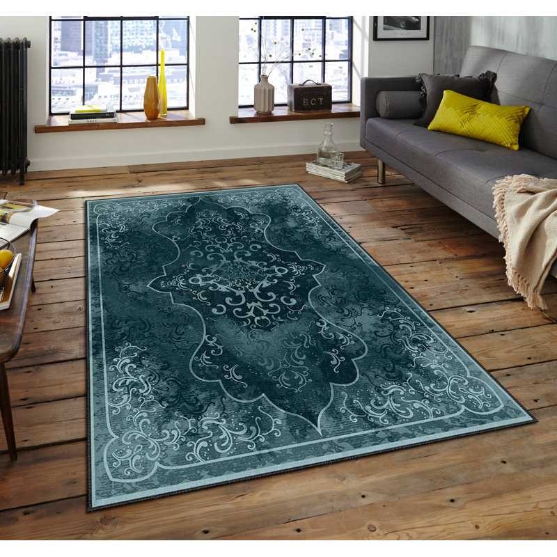 Luxurious Velvet Area Rug, 4.6 x 7.2 Feet | 100% Polyester, 740 g/m² | Non-Slip Felt Dot Underside, Machine Washable | Digital Print Design, Easy to Clean, Perfect for Living Room & Bedroom Décor