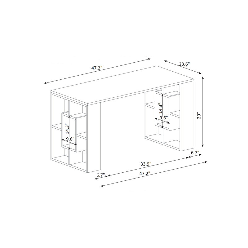 2 Tier Modern Desk, White