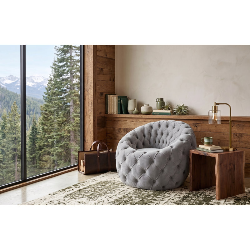 Fauteuil demi-tonneau capitonné de 35 po de large Seating, Cool Grey Velvet