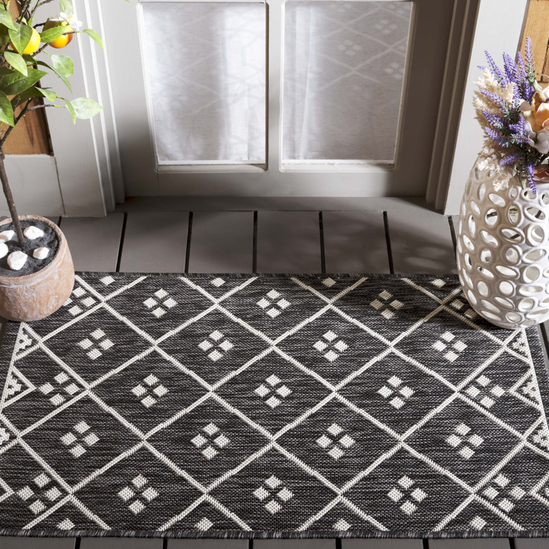 Tapis intérieur / extérieur noir Maelle, Rectangle 2 pi x 3 pi 7 po