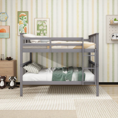 Full Over Full Bunk Bed With Ladder For Bedroom, Guest Room Furniture