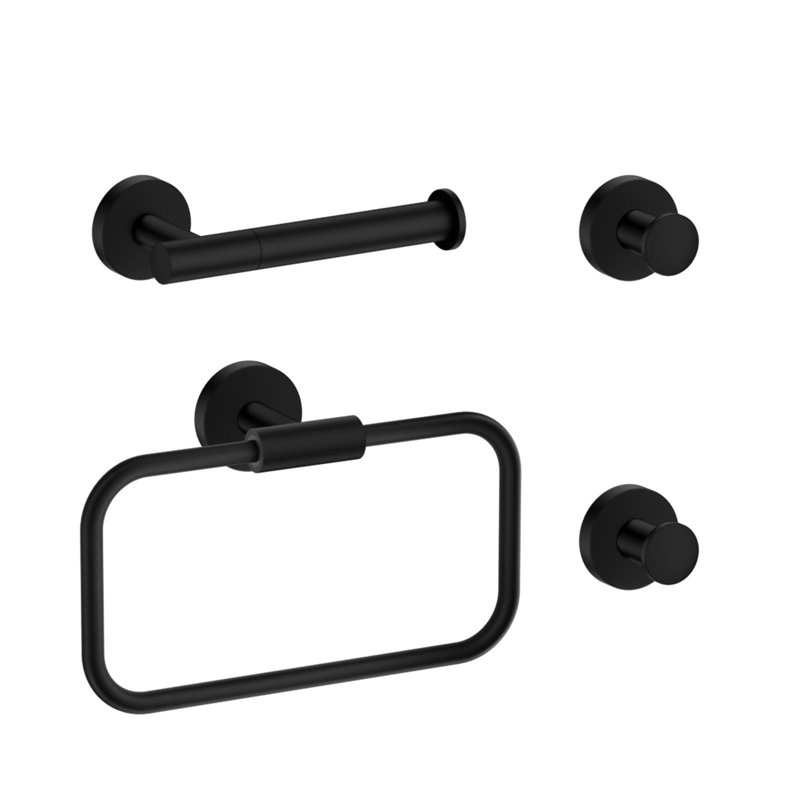 Mint Matte Black 4 pieces Decorative Bathroom Hardware sets, Matte Black