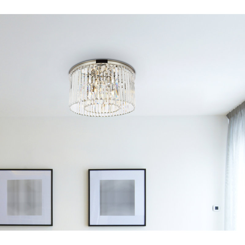 Yazmin Crystal Flush Mount, Clear, Polished Nickel