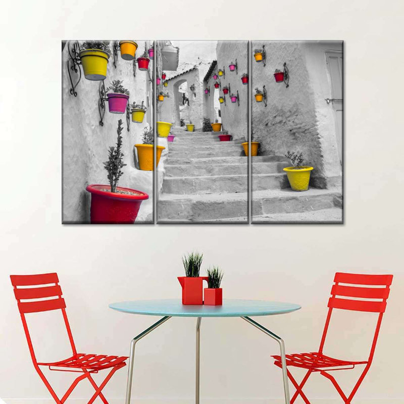 Reproduction d'art sur toile Pop marocaine escalier, H 45 po x l 28 po x P 1,25 po