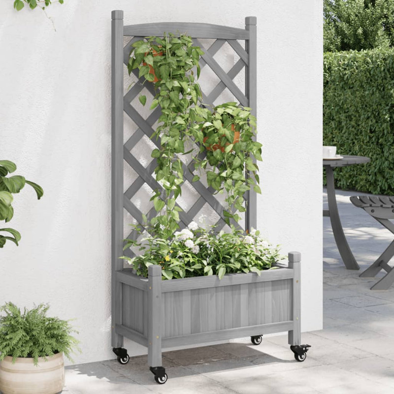 Planter Box, 117.5cm H x 55cm W x 29.5cm D, Grey/Brown/Blue