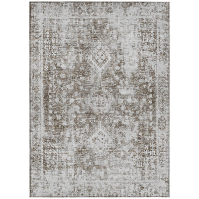 Lurea Brown Washable Indoor-Outdoor Rug - 