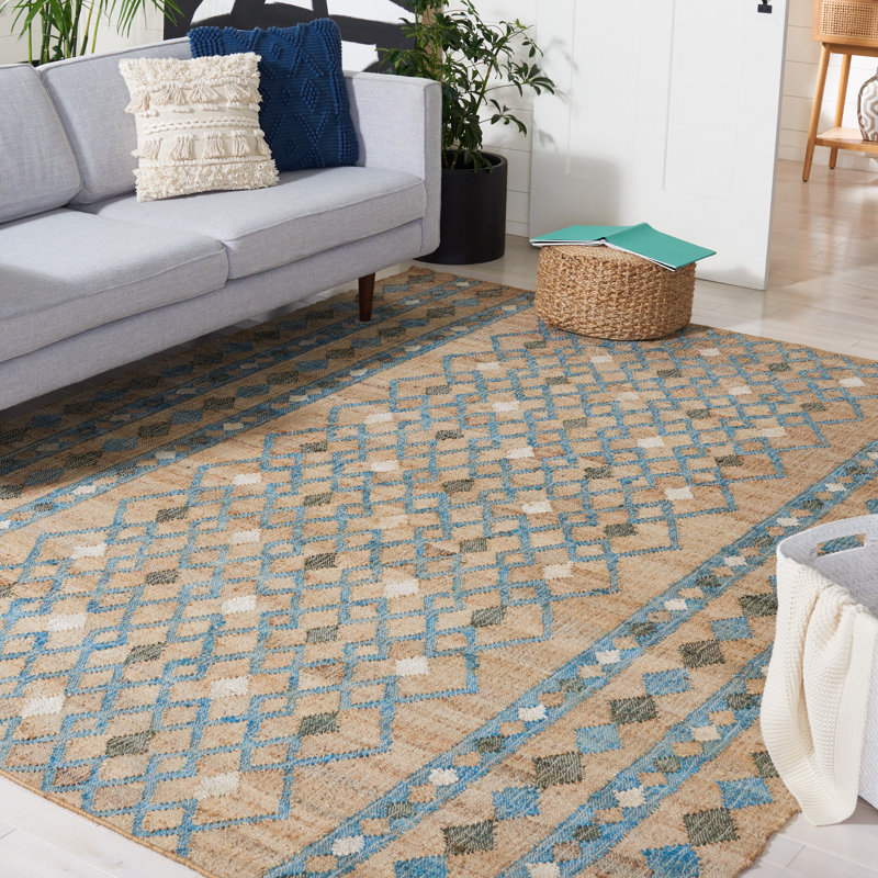 Roseboom Southwestern Handmade Flatweave Jute Tan Area Rug, Rectangle 5' x 8'