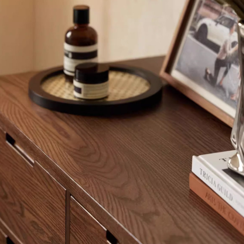 Black Walnut Color Solid Wood Accent Cabinet