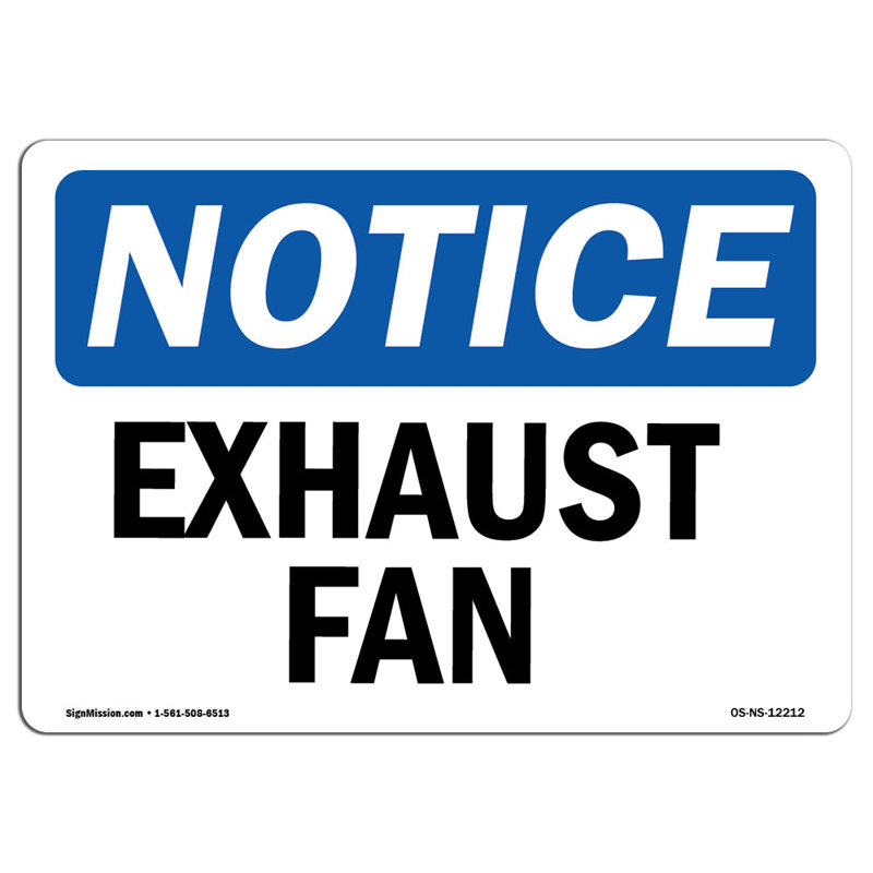 Enseigne de ventilateur d'extraction en aluminium 12 x 18