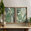 Ensemble de 2 décorations murales feuilles vertes en bois vert avec cadre brun, l 17 po x H 25 po