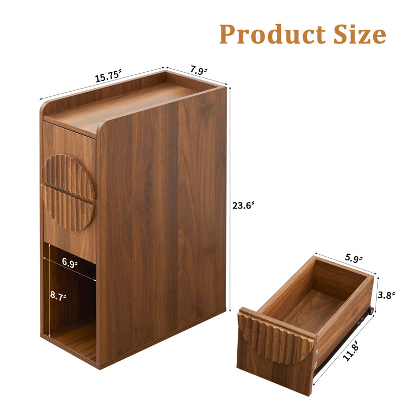 Narrow Nightstand (Set of 2), Brown