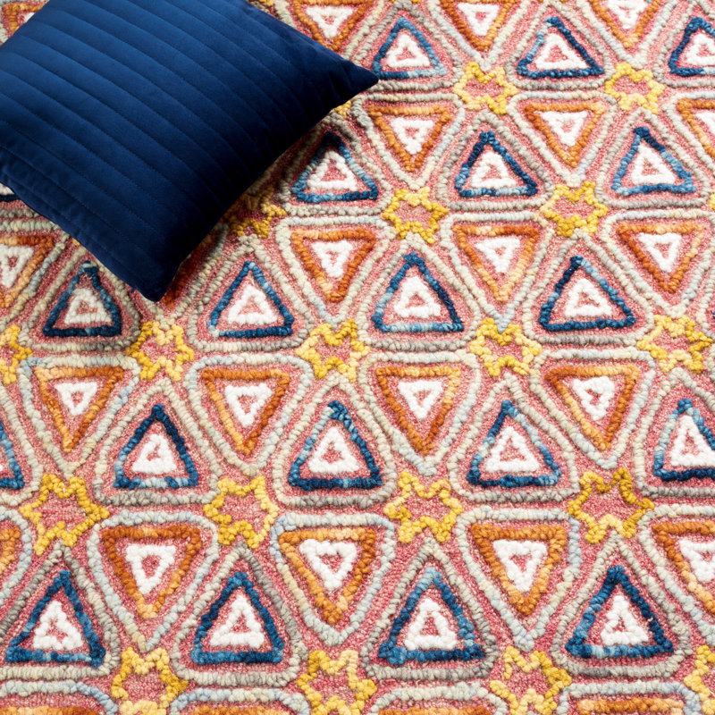 Rubalcava Hand Tufted Wool And Cotton Geometric Rug, Square 6'