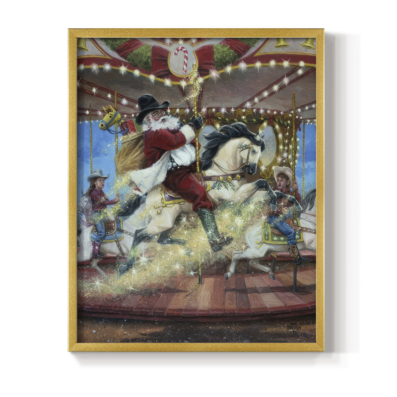 «Merry Go Round», reproduction encadrée - bois massif, H 21 po x l 17 po, Doré