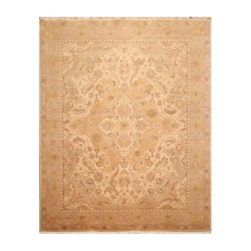 Tapis brun en laine noué à la main de conception unique 7 pi 9 po x 9 pi 9 po Helmscott