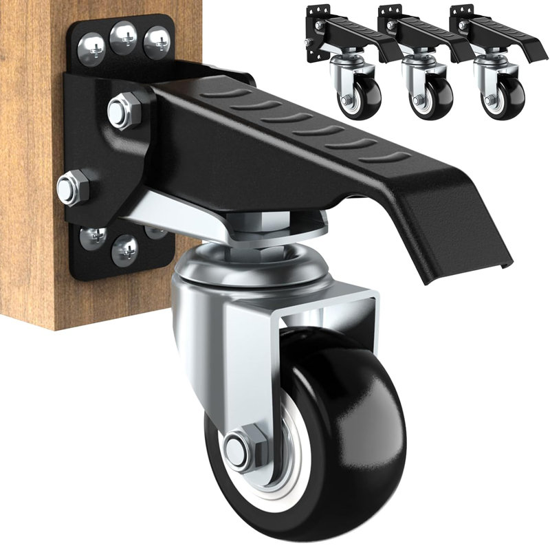 4 PCS Workbench Casters Kit, Heavy Duty Casters with Brake with Lifting and Lowering Function,Quick Release Stepdown Caster for Workbenches, Tables, Load 880LBS