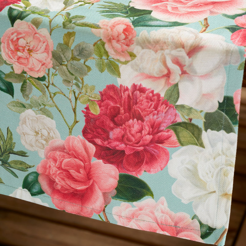 Cherrelle Rose Garden Shower Proof Outdoor Cotton Dining Table Runner