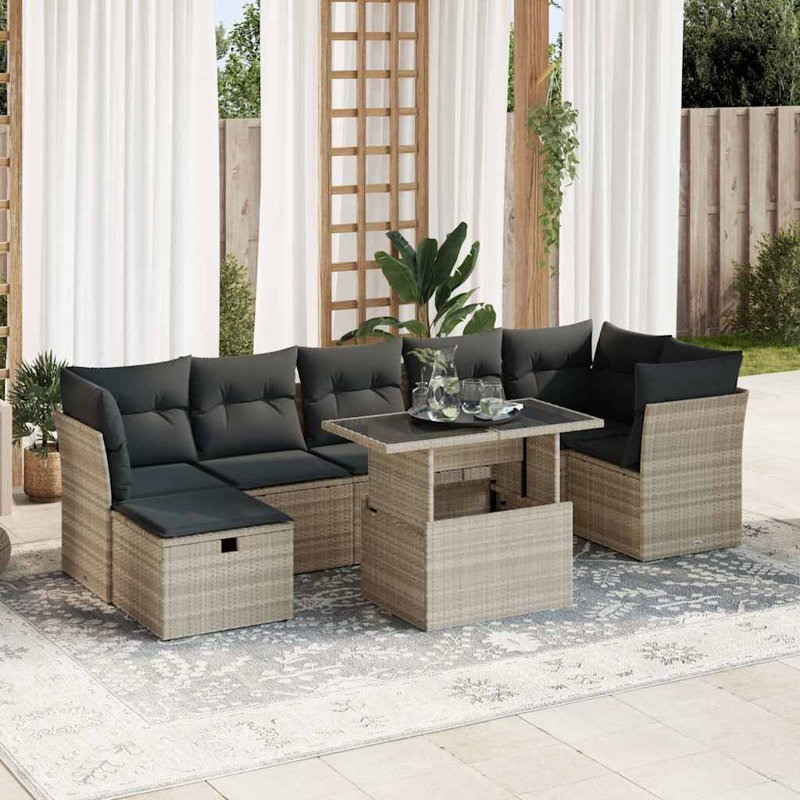 Ensemble de canapé de jardin Vidaxl gris clair avec coussins gris foncé