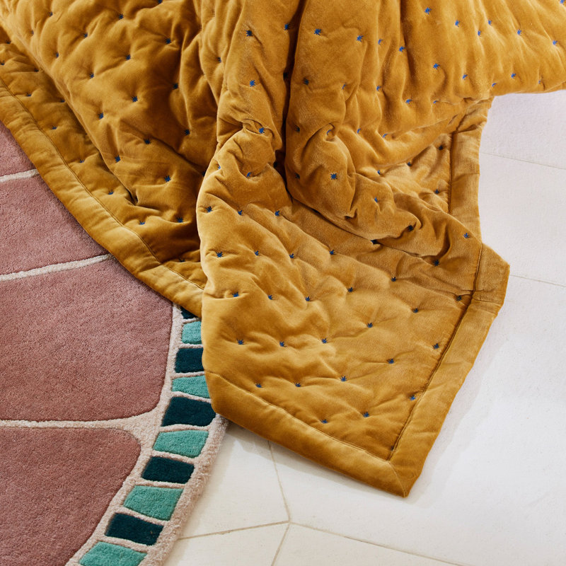 Velvet No Pattern Bedspread, W170 x L260cm, Orange