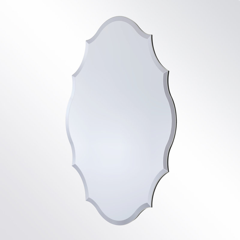 Miroir d'appoint mural biseauté festonné sans cadre, 36 po x 24 po