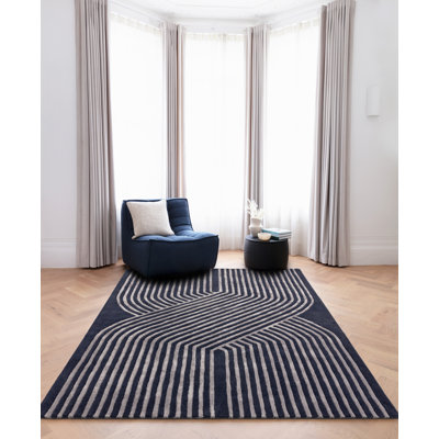 Burnest Hand Tufted Wool Navy Rug