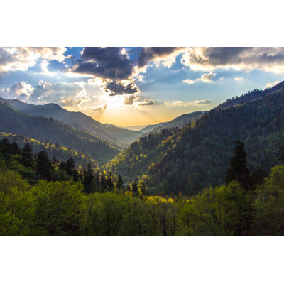 Great Smoky Mountains Sunset At Morton Overlook by Sean Pavone - Wrapped Canvas Print