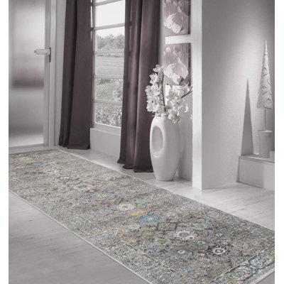 Tapis argenté tissé à la machine Chelsea