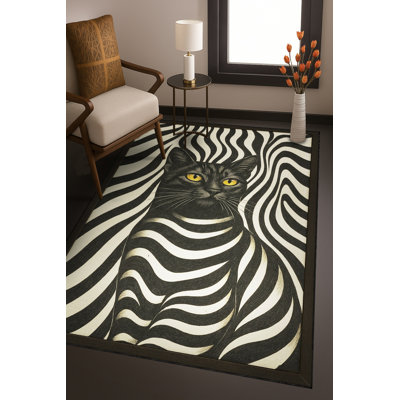 Tapis bleu tissé lavable rétro Mosso