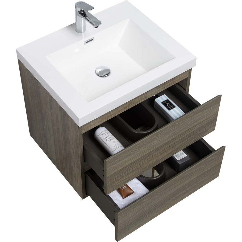 Meuble-lavabo mural avec lavabo, Gris