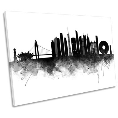 Guangzhou Abstract City Skyline - Wrapped Canvas Print