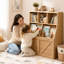 Rangement pour jouets pour enfants, coffre à jouets avec bibliothèque