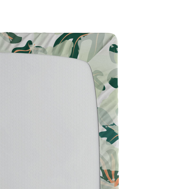Drap-housse Ambesonne, Drap-housse de taille simple, Vert forêt / motif floral vert pâle