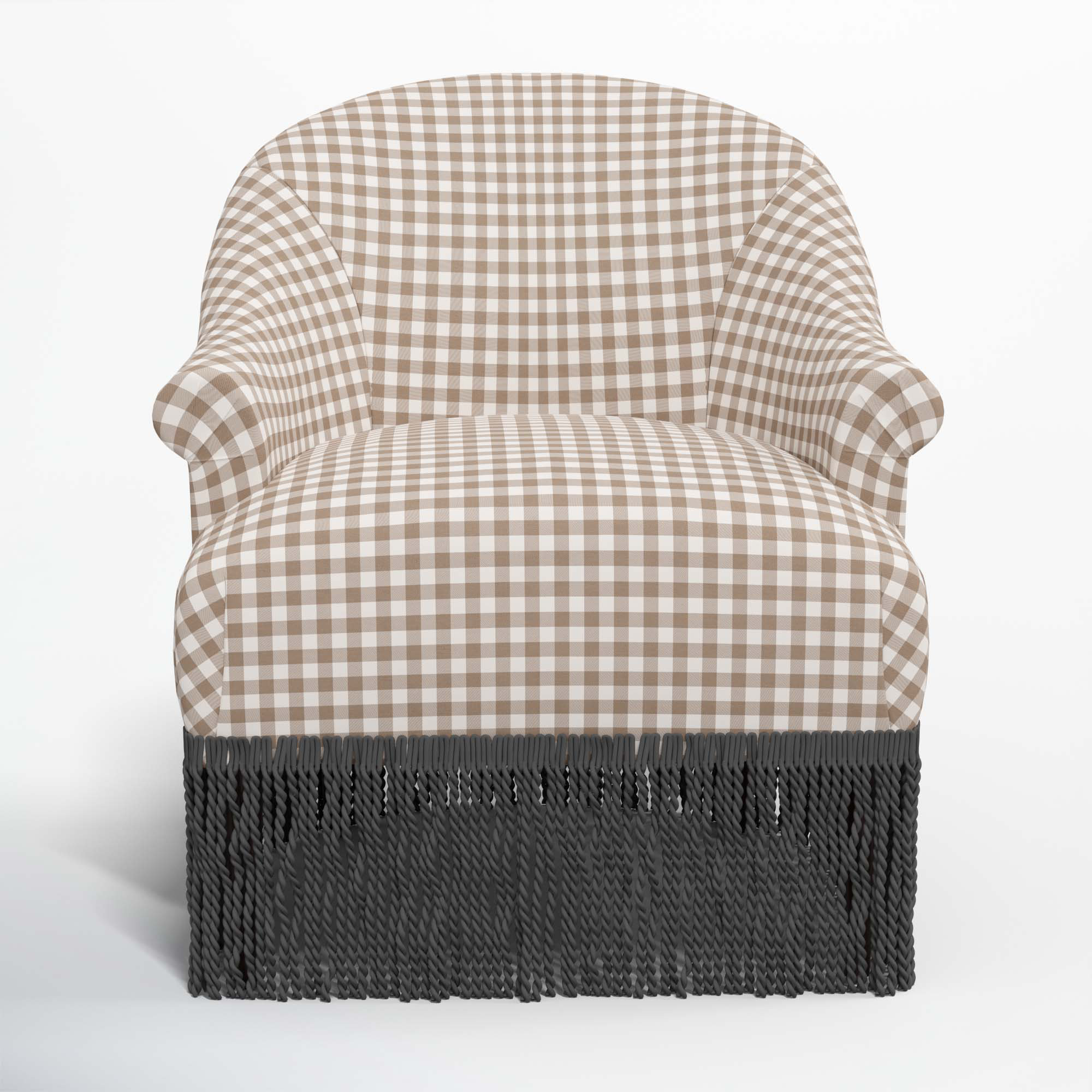 Callie Barrel Chair, Black, Classic Gingham Tan