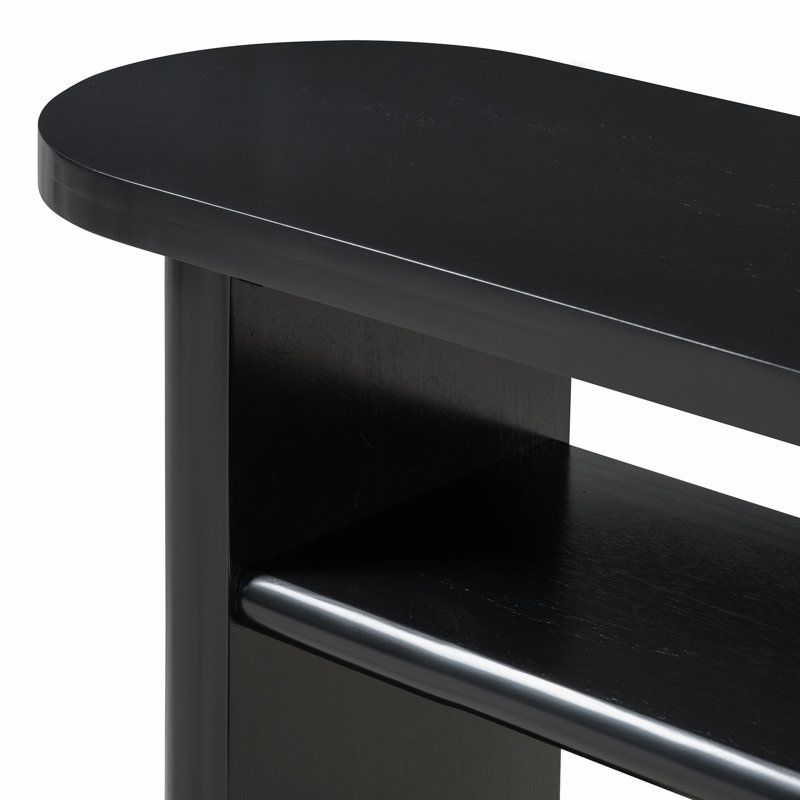 Elegant Minimalist Console Table with Rounded Edges, Black