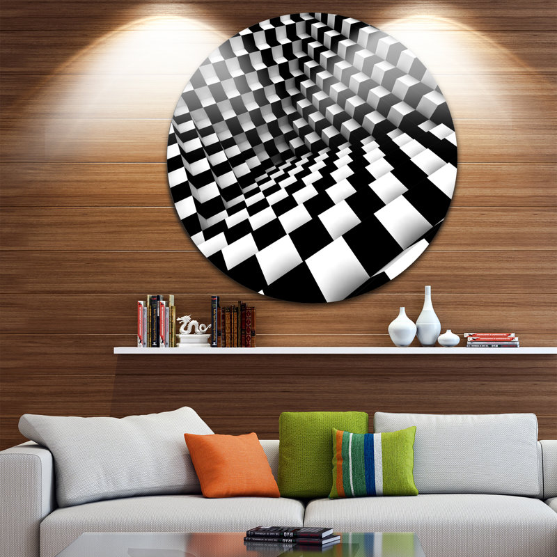 «Optique noir et blanc», reproduction d'impression sur métal, H 38 po x l 38 po x P 1 po