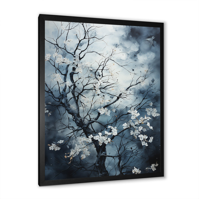 Lucson " White Blue Tree Whispering Leaves ", Cadre photo noir, H 20 po x l 12 po x P 1 po