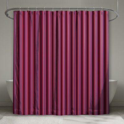 Red Vertical Stripes Shower Curtains Extra Long