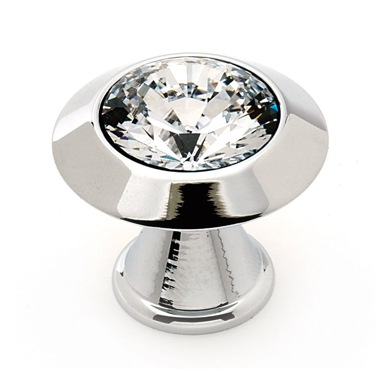 Swarovski Crystal Mushroom Knob, Polished Chrome