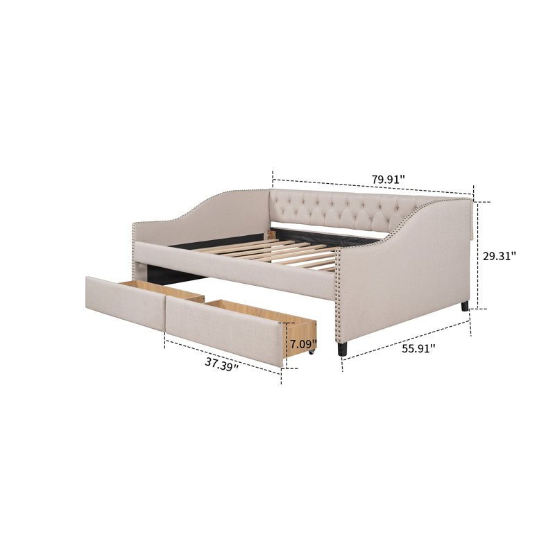Lit de jour double Karl, Beige