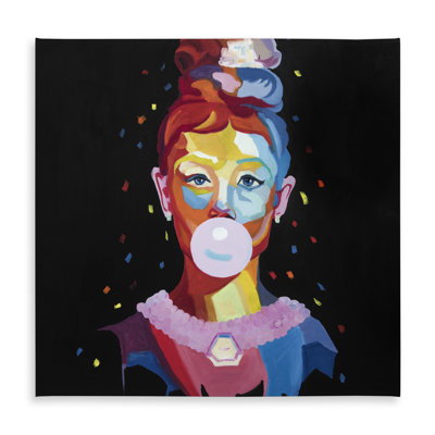 Colorful Audrey Hepburn Portrait Tablecloth - Blue Home Decor
